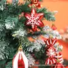 Nuevas decoraciones navideñas 2025 con forma de bola colgante pequeña de plástico chapado pintado bastón de caramelo rojo estrella hexagonal