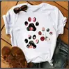 Nova camiseta casual estampada de manga curta solta estilo europeu e americano para mulheres 2