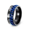 Venda Quente Transfronteiriça Amazon Joias de Aço Inoxidável Rotativo Bloqueio de Cores Azul e Preto Moda Masculina Anel para o Dia a Dia Estilo de Casal