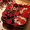 Ocasiones felices: Mini caracteres de "doble felicidad" de tela no tejida hechos a mano para decoración de cama de boda, decoración de habitación de boda, compromiso de boda y bandeja de frutas secas