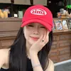 Gorra Ins Coreana Gorra de Béisbol Roja para Mujer Primavera y Otoño Casual Bordada Versátil Suave Gorra Grande para Cabeza para Hombres