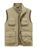 Chal para Primavera y Otoño 2025 Nuevo Estilo Multibolsillo Exterior Casual Versátil Talla Grande para Hombre Cuello Alto Logo Ropa de Trabajo Ropa Interior