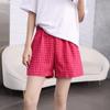Pantalones de Casa a Cuadros Pantalones de Pijama Shorts de Mujer Sueltos Estilo Ins de Estudiante Cintura Alta Pierna Ancha Casual Lindos Pantalones de Red Infrarroja