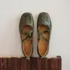 Zapatos de salón poco profundos de cuero suave vintage artístico de punta cuadrada de 3 cm para mujer, estilo nuevo con suelas blandas, cómodos para ir al trabajo, zapatos de abuela