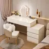 Penteadeira cuidadosamente selecionada para quarto, mesa de cabeceira simples e moderna, mesa de maquiagem com armário de armazenamento, nova escrivaninha de maquiagem integrada em estilo creme