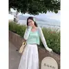 Cardigan de Protección Solar para Mujer Estilo Delgado con Tirantes Nuevo Verano 2025 Chaqueta Exterior de Tul Azul Top de Primavera