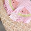 Bebê Menina Recém-nascida Verão Fofo e Doce Melancia Sem Mangas Xadrez Branco Rosa Triângulo Roupa para Engatinhar ao Ar Livre