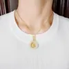 Collar con colgante de jade incrustado en oro, pie de oro incrustado en calcedonia Hetian, para hombres y mujeres, hebilla de seguridad para correr, palabra de la suerte, al por mayor