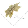 Adereços de Decoração para Festa de Natal Decoração de Árvore de Natal Flores de Natal com Pó Dourado Decoração de Local para Feriado Flores Artificiais de Natal