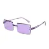 Gafas de sol cuadradas sin montura con borde cortado transfronterizas europeas y americanas, Gafas de sol personalizadas de una sola pieza de colores caramelo, Gafas de sol para protección solar al aire libre
