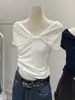 Estilo Francés Chic Diseño de Lazo Sentido de Diseño Camiseta de Manga Corta Suave para Mujer Verano 2024 Nueva Llegada Carteau Camisa Corta Estilo Occidental Corto
