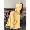 Vestido Casaco Estilo Francês para Hora do Chá 2025 Novo Design de Primavera Antecipada para Mulheres Elegante Com Cintura Marcada Saia Longa