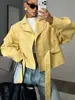 Moda Feminina Transfronteiriça Europeia e Americana Primavera 2026 Novo Trench Coat Curto Elegante com Gola Alta e Amarração na Cintura para Figuras Baixas