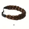 Diadema para Peluca Transfronteriza Europea y Americana Trenzas de Cabello Trenzado de Seda de Alta Temperatura Tocado Trenzas de Cabello Natural Ajustables Trenzas de Espina de Pescado Trenzas Retorcidas