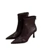 Botines de Punta para Mujer, Tacón Alto, Stiletto, Cierre Trasero, Patchwork, Nuevo Estilo Coreano 2026, Moda Otoño e Invierno, Botas Elásticas Ajustadas
