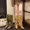Botas holgadas de nuevo estilo para primavera y verano 2026, versátiles, de punta, retro, relajadas, estilo vaquero occidental con tacones gruesos que te hacen lucir más delgada, botas de montar