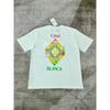 Camiseta Casablanca de manga corta, holgada, con cuello redondo y estampado de sol, color paloma, para verano