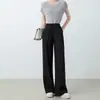 Pantalones de traje rectos de cintura alta para mujer, nuevo estilo Otoño 2026, pantalones casuales fluidos para petite, pantalones casuales de pierna ancha