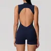 Traje de yoga de una pieza sin mangas con espalda hueca, estilo europeo y americano, para deportes y fitness, con almohadillas extraíbles en el pecho y diseño de nalga de melocotón para mujer