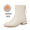 Botas Curtas Femininas com Salto Bloco para Dropshipping, Botas Slim Versáteis, Botas estilo Martin com Lã, Sapatos Femininos de Couro, Estilos de Outono e Inverno