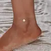 Tornozeleira Redonda de Aço com Revestimento de Titânio PVD, Numerais Romanos e Diamante para Mulheres, Corrente Fina de Zircônia, Banhada a Ouro, À Prova d'Água, Tornozeleira Feminina de Verão