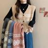 Otoño e Invierno Nuevo Chaleco Tejido Holgado Vintage para Exterior Estilo Coreano Combinable Nicho Apilado Cárdigan para Mujer