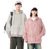 Suéter com Capuz em Camurça Masculino Lã Fleece Primavera e Outono Cor Sólida Cardigã Inverno Solto Manga Longa Roupas da Moda