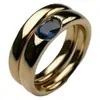 Anillos Europeos y Americanos Transfronterizos de Doble Anillo Apilados de Zafiro, Anillos Vintage de Lujo Ligero Chapados en Oro, Joyería de Nicho de Alta Gama para Hombres y Mujeres