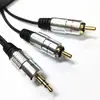 Cabo de áudio de cabeça de liga de alumínio de 1,5 m 3,5 mm um minuto duas voltas cabo AV Lotus duplo cabo de alto-falante de computador cabo de áudio