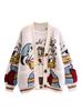 Cárdigan Suéter Jacquard Estilo Japonés de Dibujos Animados para Mujer, Nuevo Estilo Otoño e Invierno 2026, Estilo Perezoso, Corte Holgado, Cárdigan de Punto Versátil