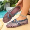 Zapatos Mary Jane de malla hueca plana transfronterizos europeos y americanos, zapatos de mujer de suela blanda talla grande, venta al por mayor talla grande