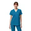 Uniforme cirúrgico mais vendido internacionalmente, traje de cor sólida com gola V de manga curta para sala de cirurgia odontológica com leggings
