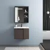 Gabinete de Baño de Aleación de Aluminio con Lavabo Integrado de Placa de Roca Sin Juntas, Tocador, Lavabo, Gabinete con Espejo