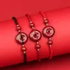 Pulsera de Cuerda Roja con Hebilla Ping An de Cinabrio, Año de Vida de Pareja, Tejida Ajustable, Cuerda de la Suerte, Joyería de Regalo para Mejores Amigos