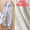 Otoño e Invierno Ropa para Niños y Niñas Pantalones Deportivos Bebé Estilo Occidental Personalidad Infantil Moderno Estilo Coreano Forrado de Felpa Engrosado Bordado Pierna Pierna Pantalones Casuales