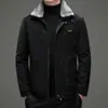 Abrigo de Cuero para Hombre con Cuello de Piel de Cordero, Chaqueta Gruesa de Ante para Invierno, Top Corto Casual
