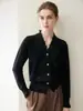 Cardigã de malha com decote V 100% cashmere puro para mulheres, estilo elegante, casaco suéter de caimento solto para outono e inverno, disponível para entrega internacional