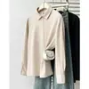 Nueva colección de otoño e invierno para mujer de talla grande: top versátil de color liso con cuello polo y manga larga, puños con volantes, perfecto como capa interior o camiseta, estilo 1054