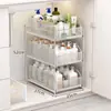 Estante de Almacenamiento Debajo del Lavabo Estante en Capas Gabinete Gabinete de Baño Lavabo Inferior Gabinete Inferior Cesta Extraíble Multicapa