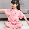 Pijamas Infantis Summer Boys 'Cotton Silk Thin Baby Girls' Short-sleeved Artificial Cotton Suit Cotton Silk Air Conditioning Home Clothes