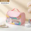 Nueva Bolsa Cosmética Transparente Simple de Gran Capacidad Bolsa de Almacenamiento Portátil para Viajes Estuche Grande para Lápices de Estudiante Portátil