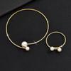Conjunto de 3 piezas de collar, pendientes y pulsera de estilo coreano para mujer, para novia, boda, fiesta, cena, boda, accesorios, cadena