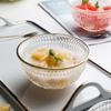 Cuenco de vidrio con relieve de girasol para vajilla, postre, ensalada, avena, desayuno, Phnom Penh, transparente.