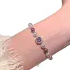 Pulseira de Pérolas de Açúcar Roxas Estilo Coreano Pulseira com Combinação de Cores Branca e Roxa Joias de Luxo Leve de Alta Qualidade Ajustável