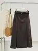 Saia Plissada para Mulheres 2024 Inverno Novo Estilo Cintura Alta Design Emagrecedor Comprimento Médio Lã Justa ao Corpo Reta
