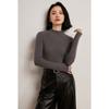 Suéter de Cashmere Outono e Inverno Novo Feminino Gola Alta Meia Listrado Slim Base Suéter de Tricô Puro Cor Manga Longa Suéter Pulôver Cinza