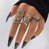 Anillo de mariposa negro esmaltado con forma de corazón oscuro para Halloween, juego de nueve anillos estilo punk de araña