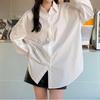 Camisa azul de primavera y otoño 2024 para mujer, estilo occidental para estudiante, ropa interior, ropa exterior, holgada, combinable con todo, camisa de manga larga