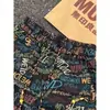 Pantalones Cortos de Pierna Recta con Estampado Completo de Graffiti de Letras de Dopamina para Hombre, Pantalones Cortos de Calle Altos Americanos, Atuendo de Verano para Hombre Estilo Rebelde y Fresco