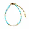 Design Original Turquesa Verde Pérola Natural de Água Doce Camadas Colar Pulseira Uso em Camadas Atacado Toque de Luxo Leve Nicho